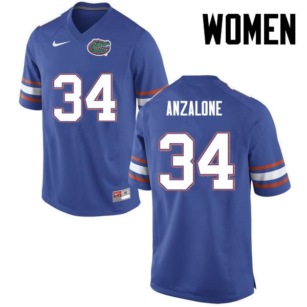 NCAA Florida Gators Alex Anzalone Women's #34 Nike Blue Stitched Authentic College Football Jersey FBJ4764VZ